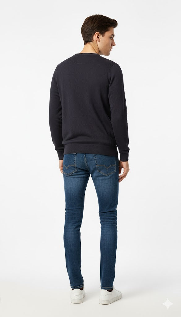 Textured Charcoal V-Neck Sweatshirt