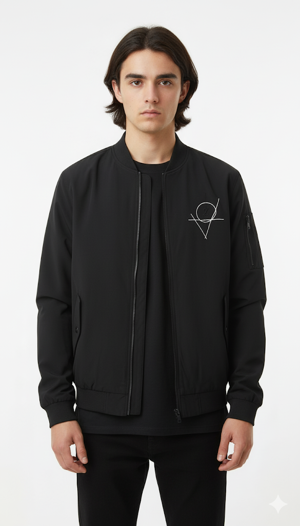 Black Graphic Print Bomber