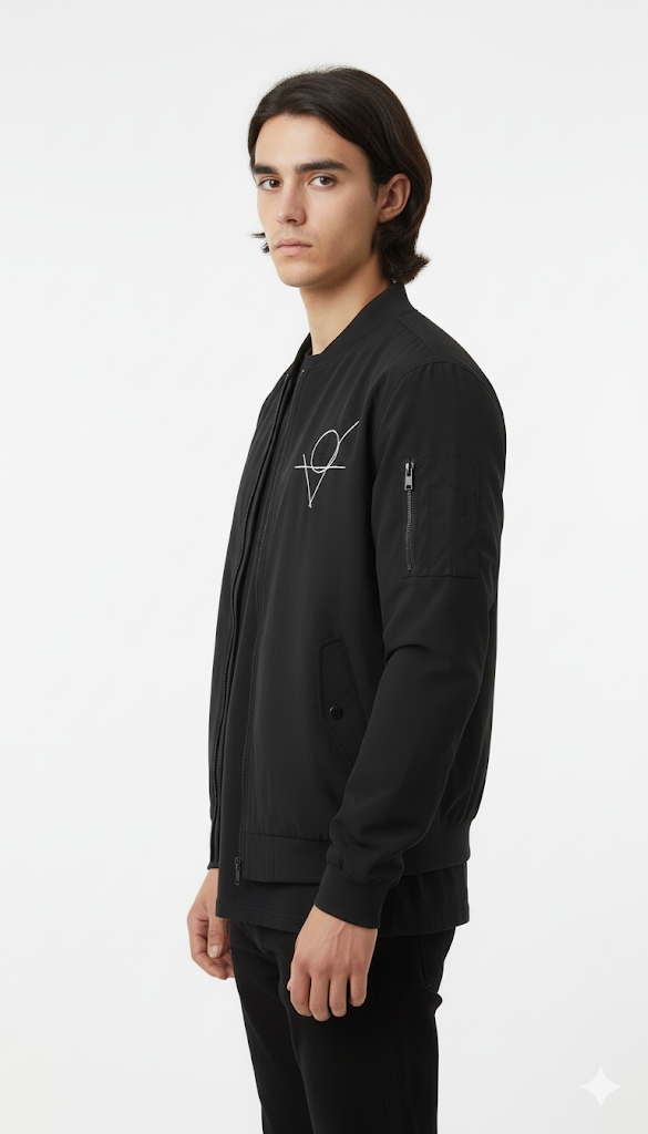 Black Graphic Print Bomber