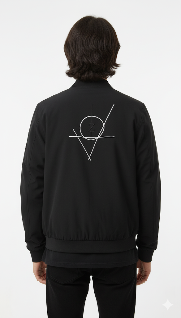 Black Graphic Print Bomber