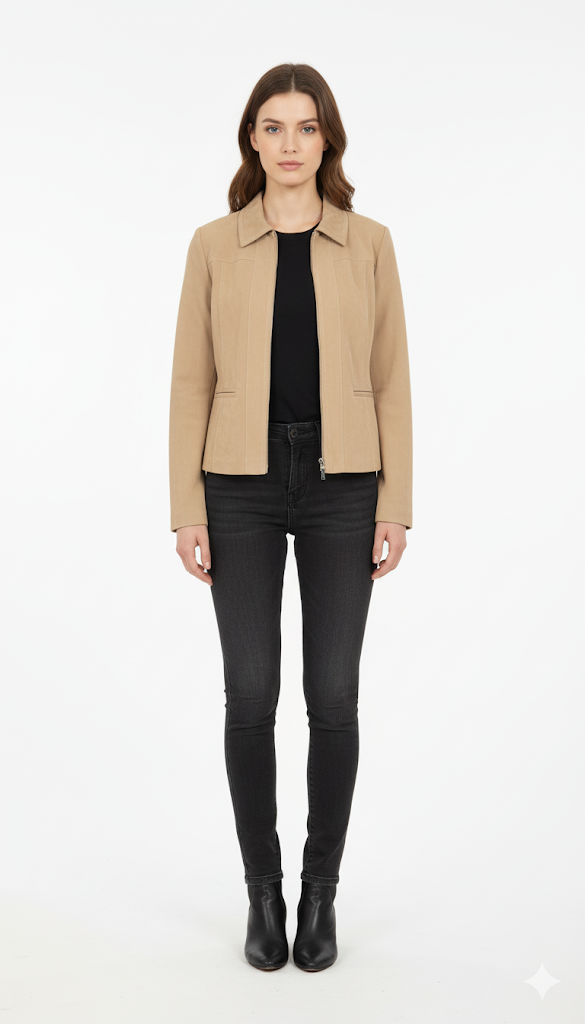 Women's Tan Suede-Effect Jacket