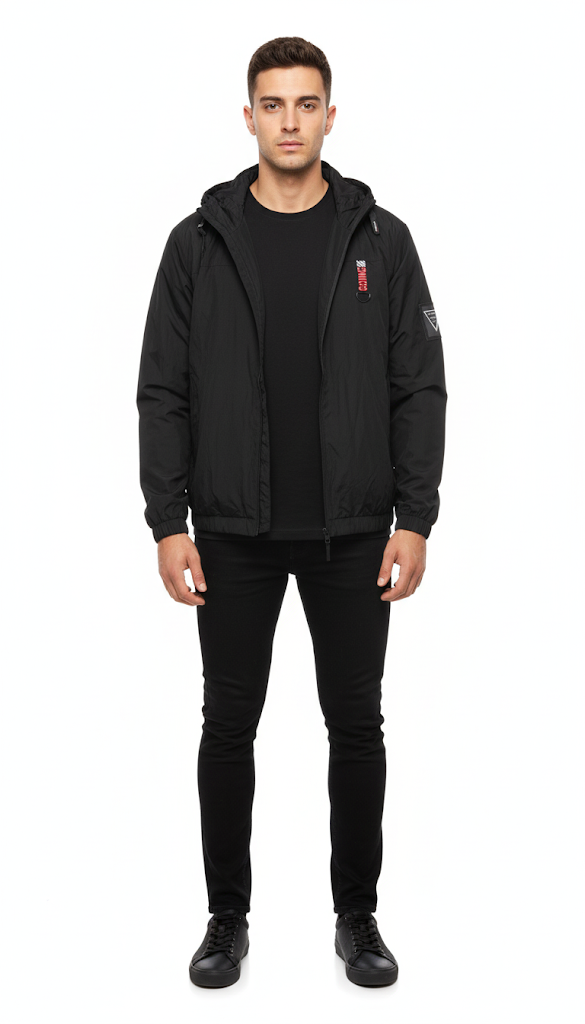Black Technical Hooded Jacket