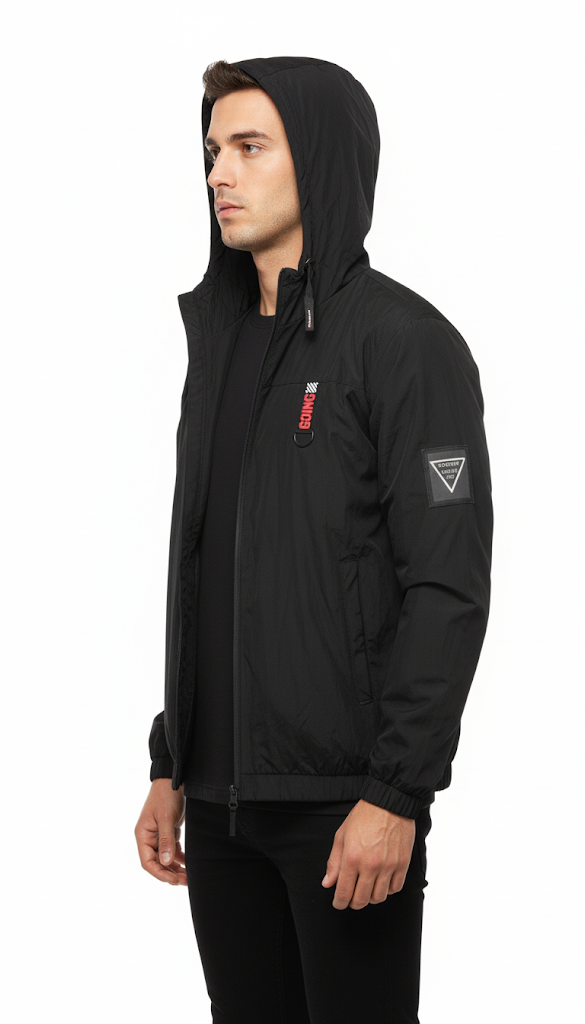 Black Technical Hooded Jacket