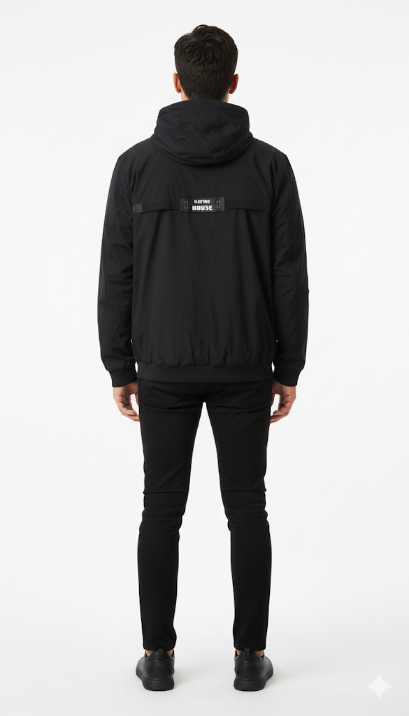 Black Technical Hooded Jacket