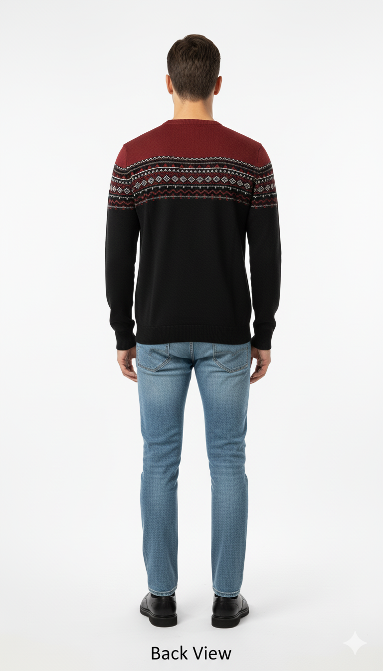 Men's Black & Red Abstract Pattern Sweater