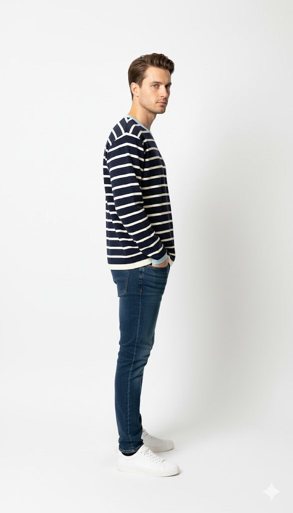 Classic Striped Knit Sweatshirt