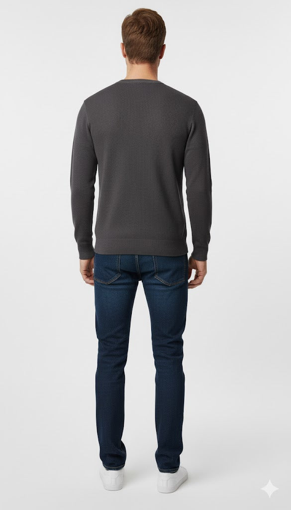 Modern V-Neck Ribbed Sweatshirt