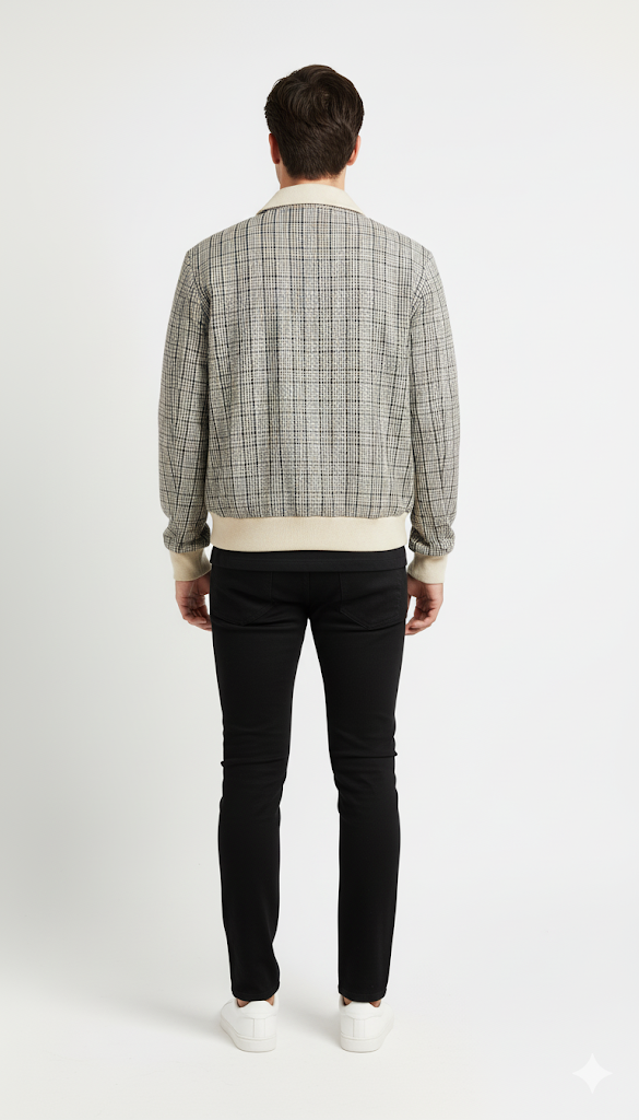 Plaid Zip-Up Blouson Jacket