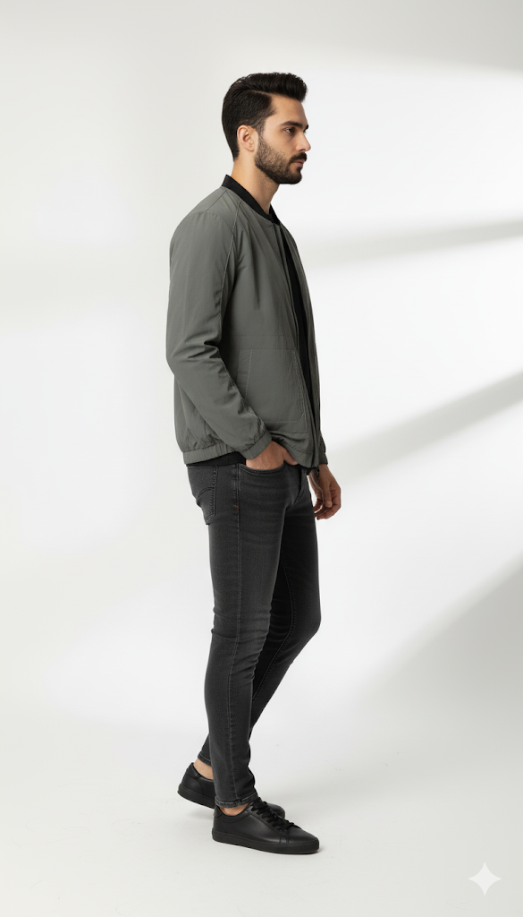Contemporary Gray Bomber Jacket