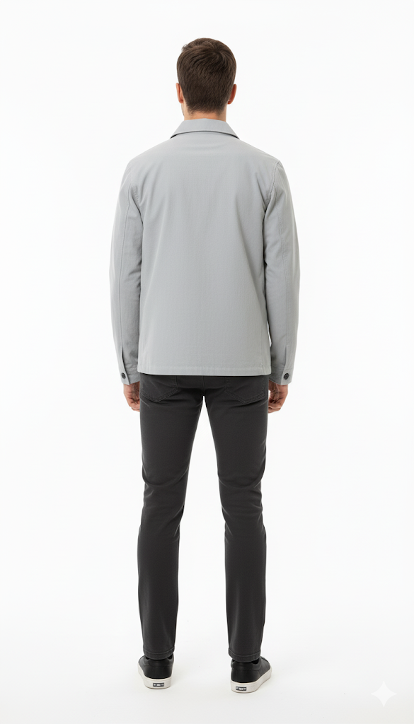 Light Gray Button-Up Worker Jacket
