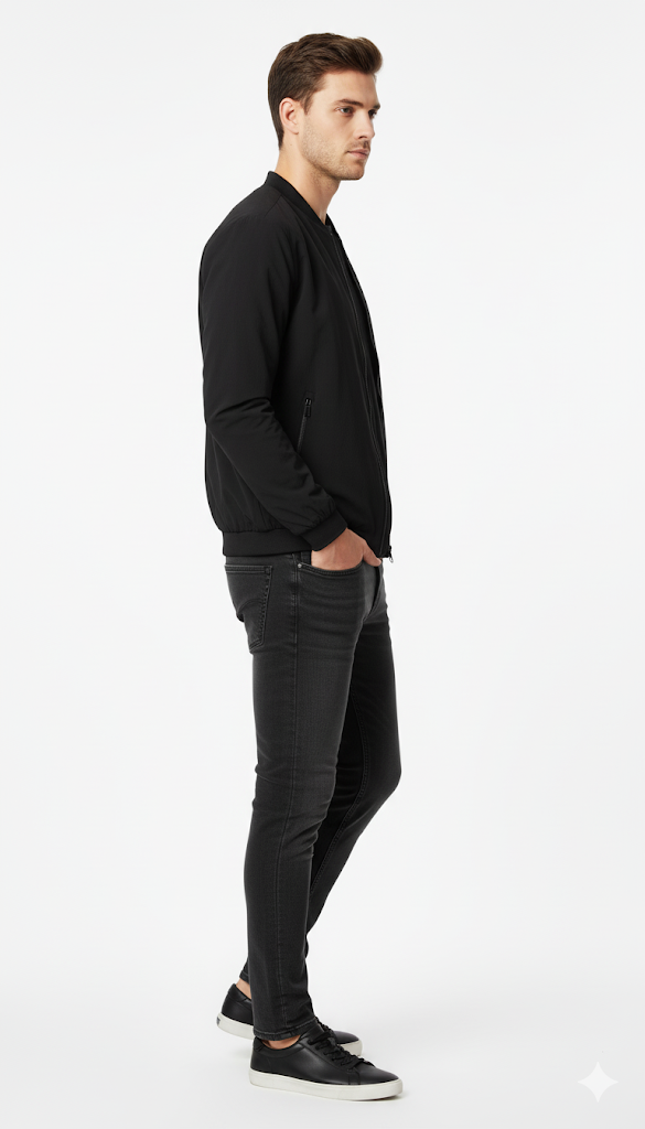 Black Minimalist Bomber