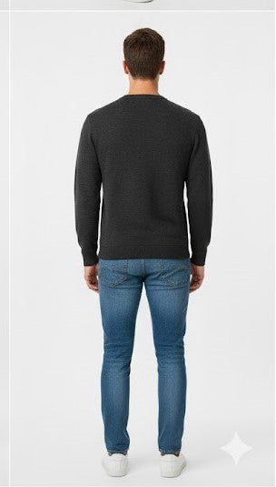 Sporty Argyle and Text Knit Sweatshirt