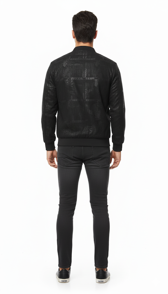 Black Tonal Patterned Bomber