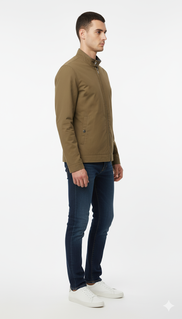 Olive Green Stand-Collar Jacket