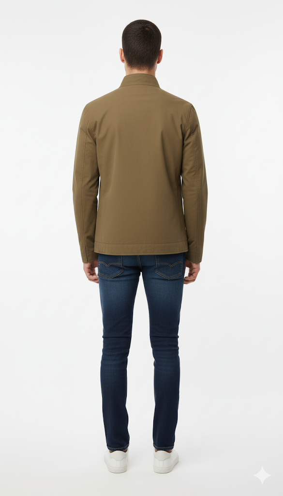 Olive Green Stand-Collar Jacket