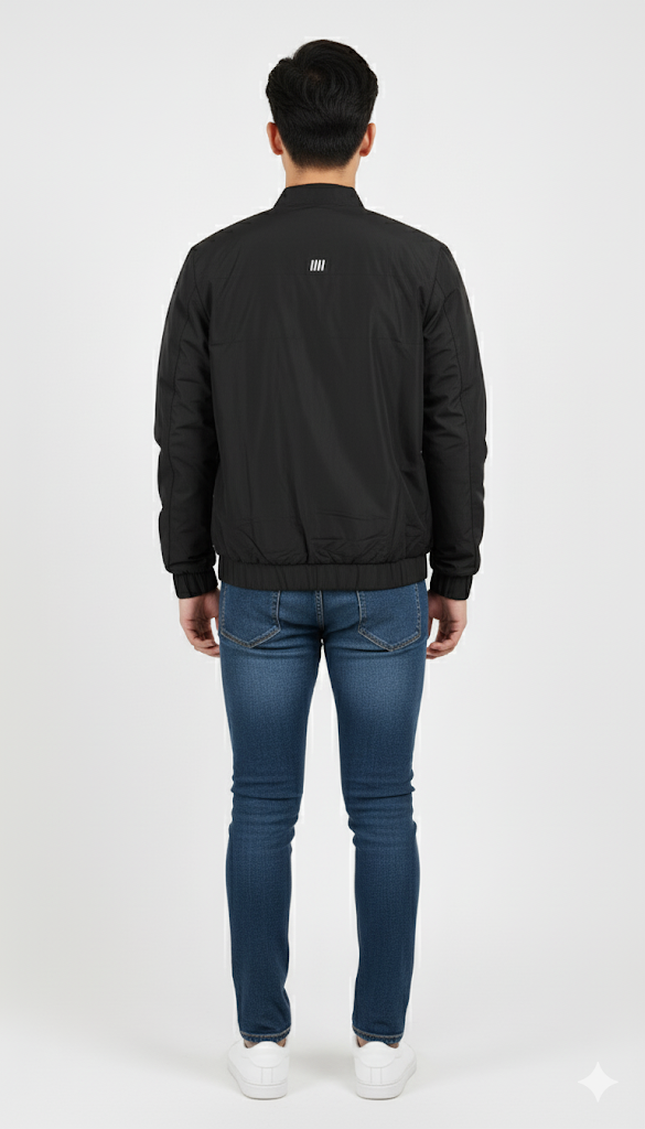 Black Graphic Print Bomber