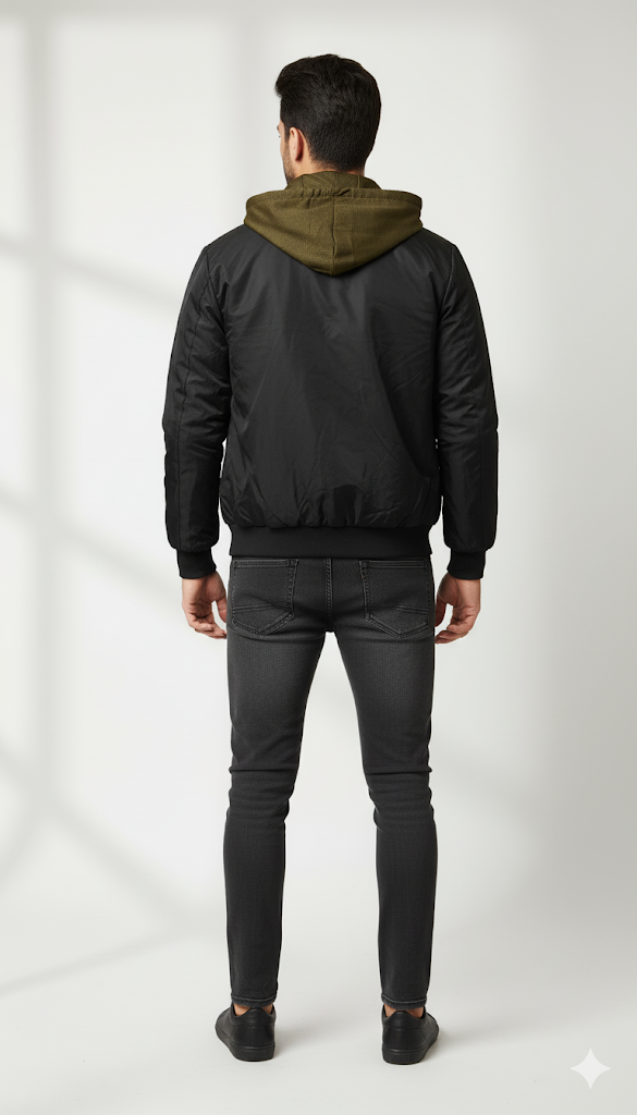 Layered Two-Tone Bomber Jacket