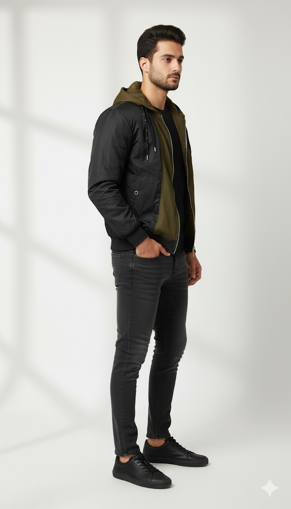 Layered Two-Tone Bomber Jacket
