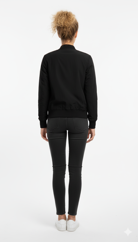 Women's Black Bomber with Gold Hardware