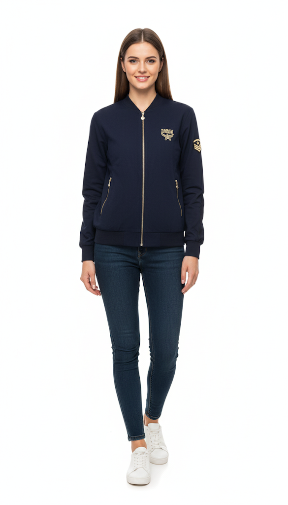 Women's Navy Badge Bomber
