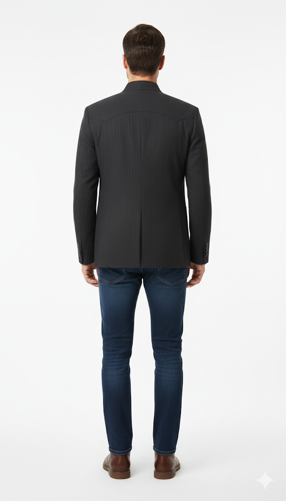 Pinstripe Mandarin Collar Blazer