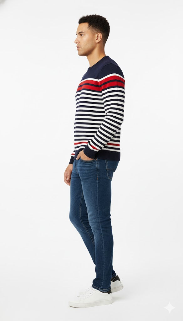 Nautical Inspired Horizontal Stripe Sweatshirt