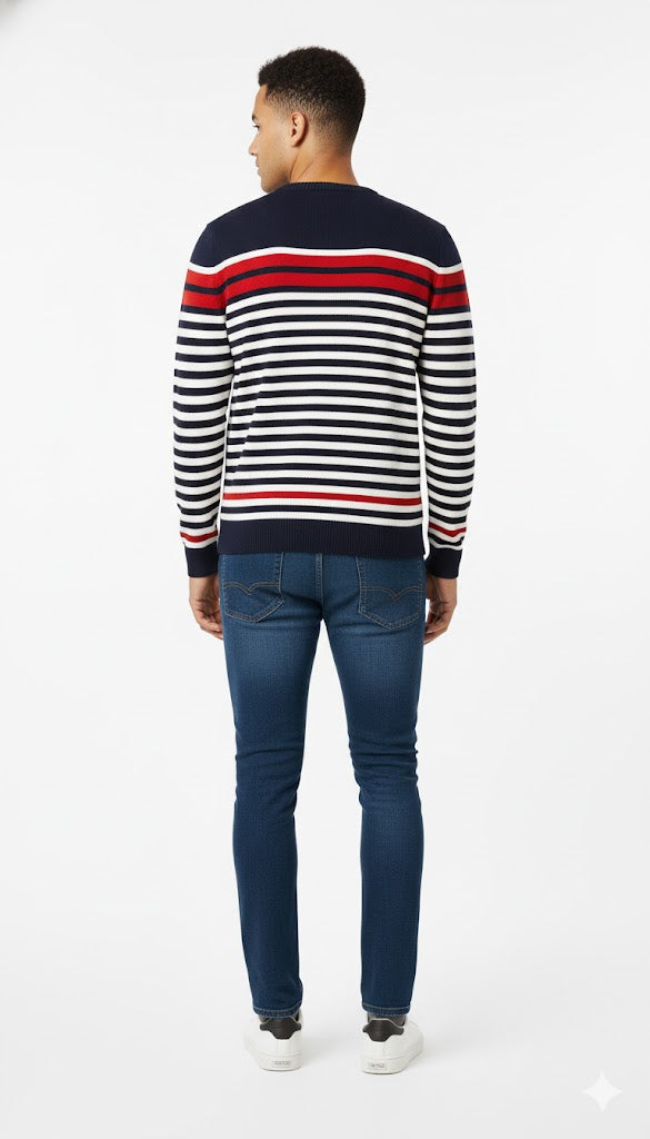 Nautical Inspired Horizontal Stripe Sweatshirt