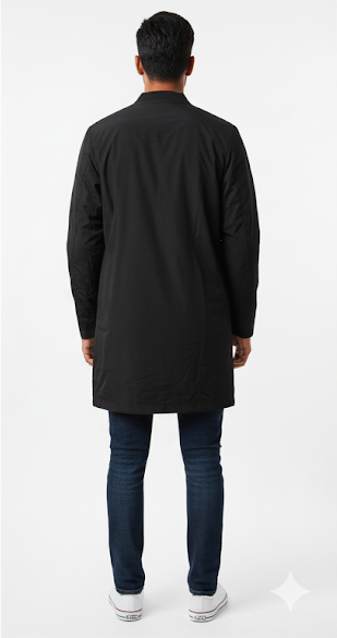 Long Black Graphic Windbreaker
