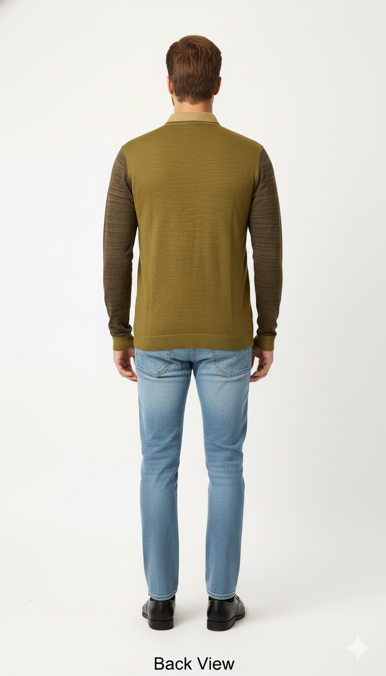 Men's Contrast Collar Henley Top