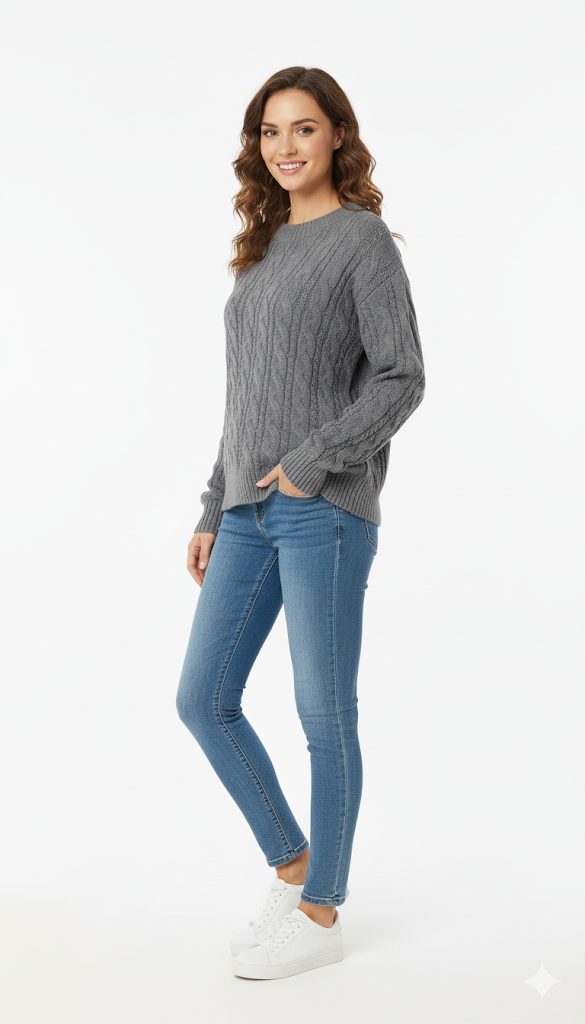 Women's Classic Cable Knit Crewneck