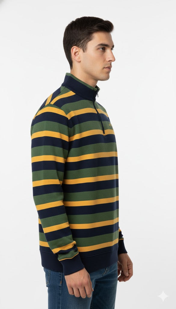Men's Bold Stripe Quarter-Zip Pullover