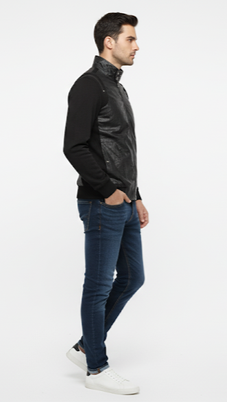 Mixed Media Quilted-Panel Jacket