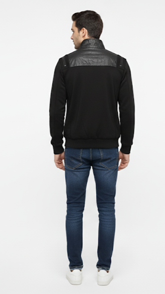 Mixed Media Quilted-Panel Jacket