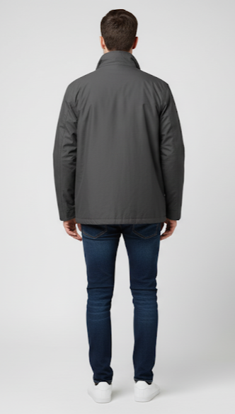 Charcoal Rain Coat with Shirt Collar