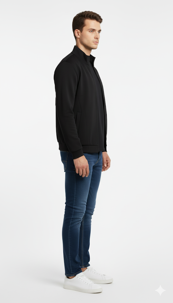 Black Technical Knit Zip-Up