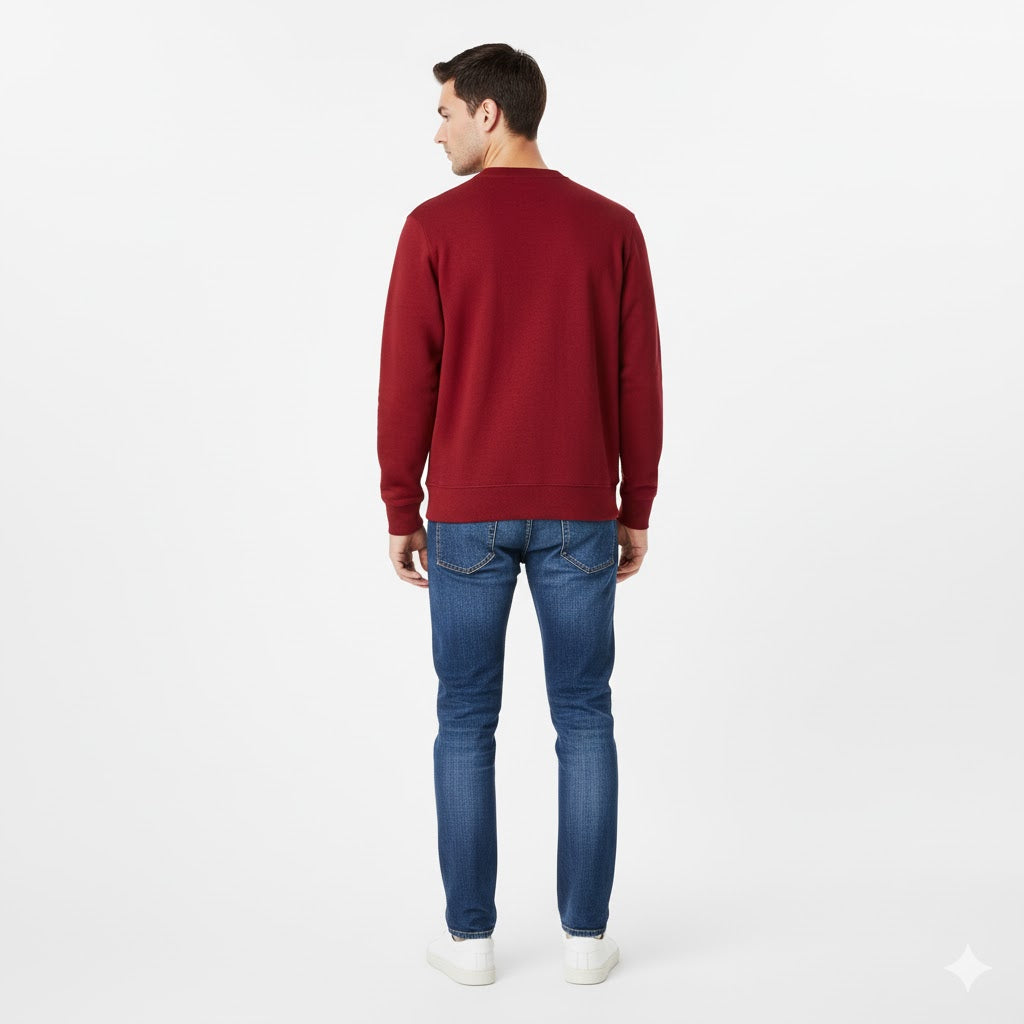 Dynamic Red & White Patterned Quarter-Zip Sweatshirt