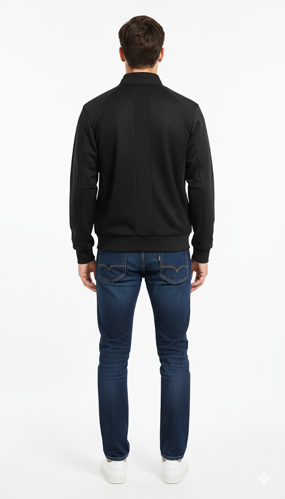 Black Technical Knit Zip-Up