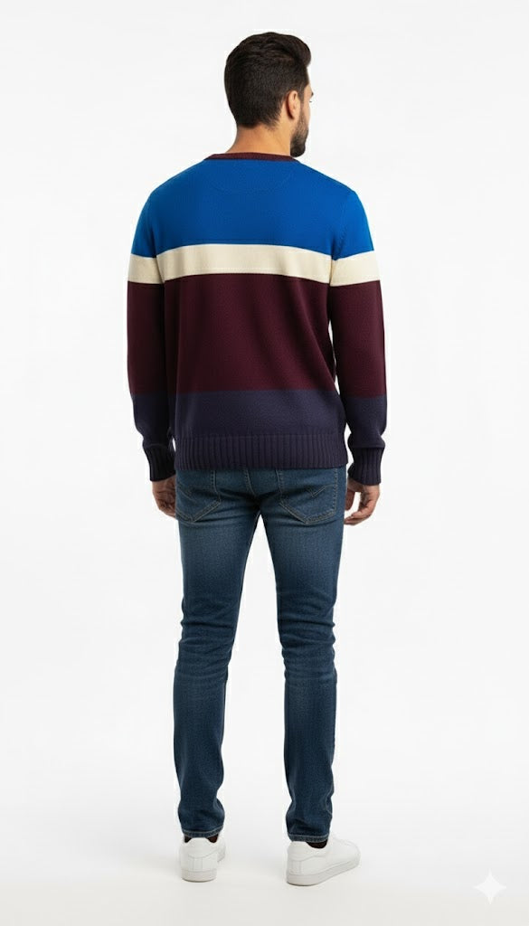 Bold Color Block V-Neck Sweatshirt