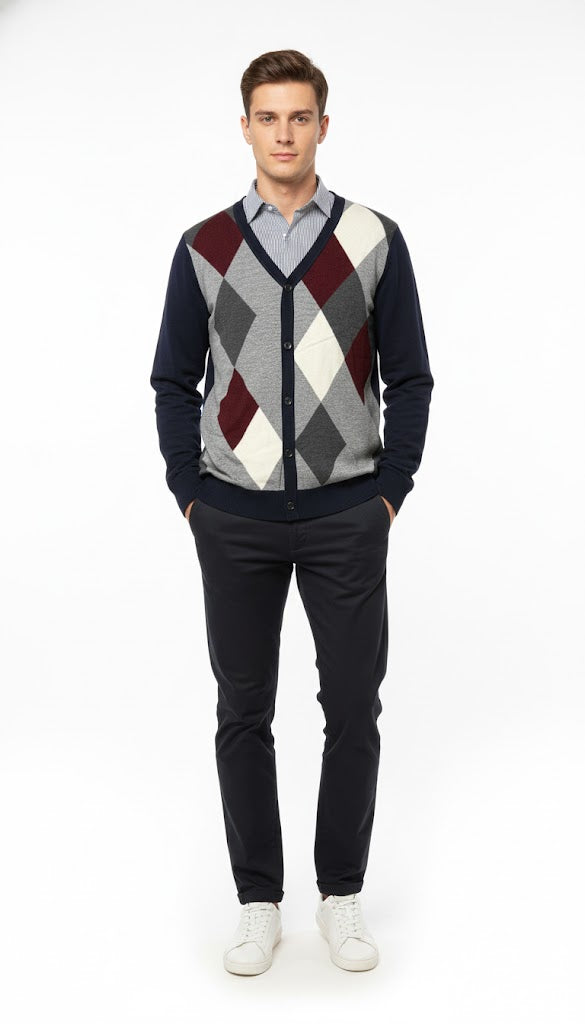 Men's Classic Argyle Cardigan