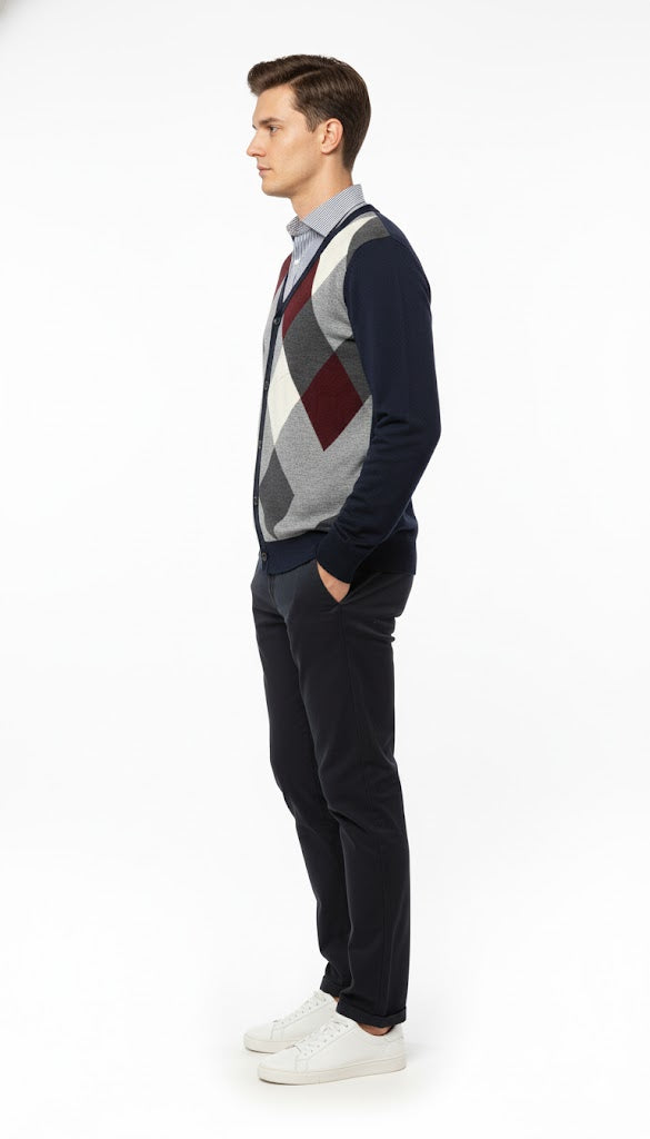 Men's Classic Argyle Cardigan