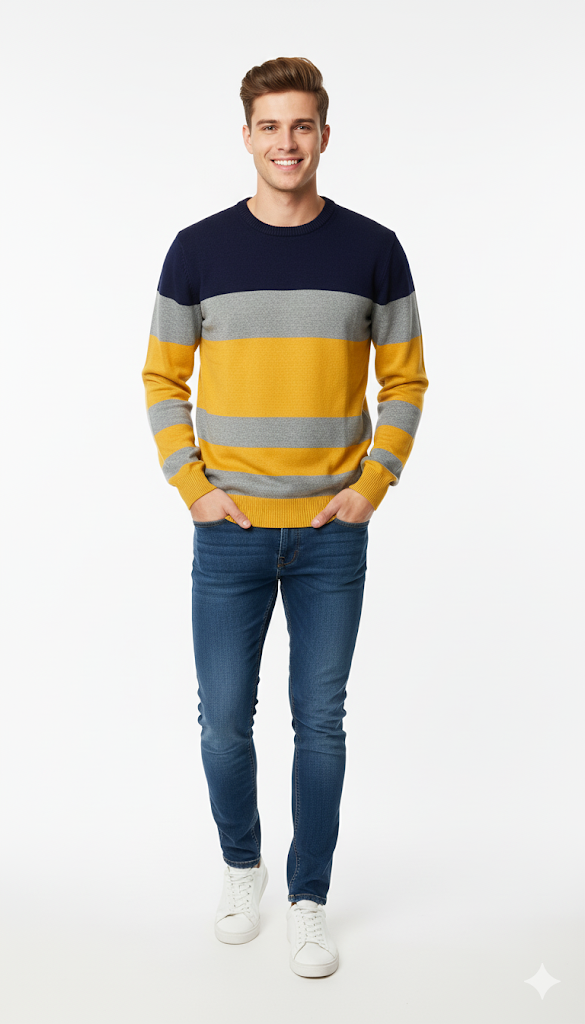Multi-Tone Block Stripe Sweater