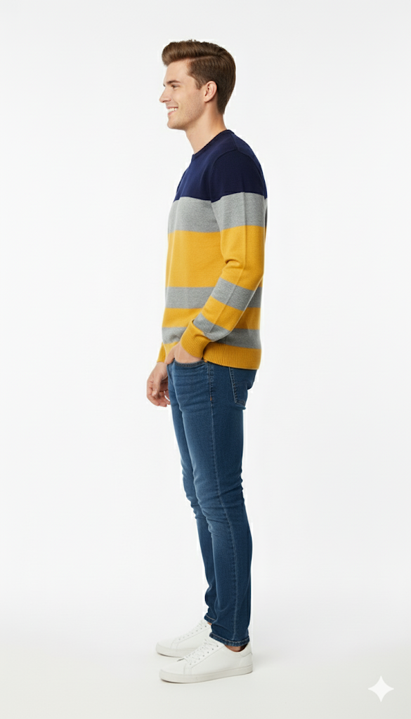 Multi-Tone Block Stripe Sweater