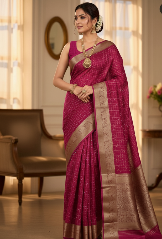 Elephant Bordered Silk Saree