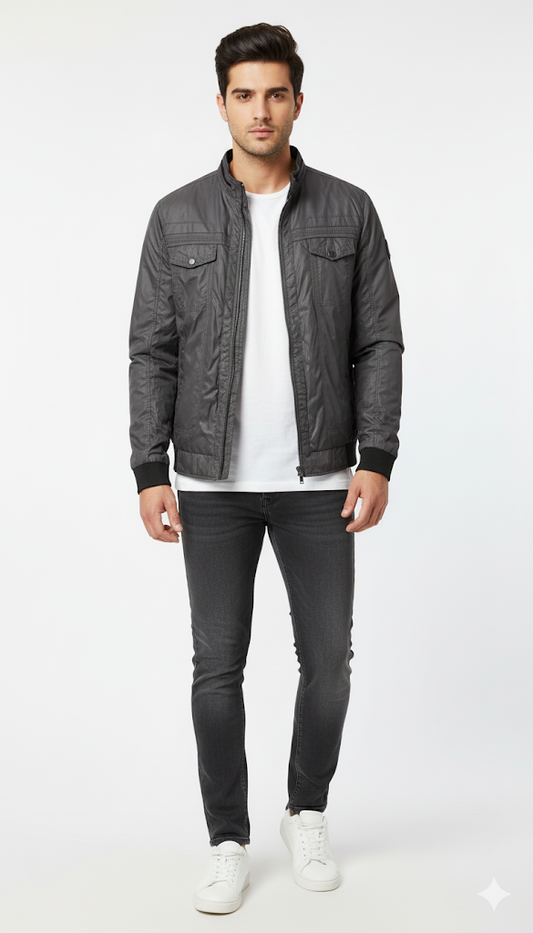 Charcoal Quilted Field Jacket