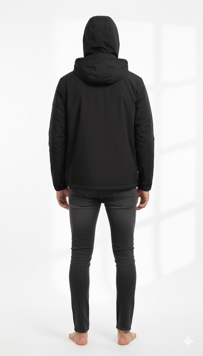 Black Lightweight Windbreaker with Tricolor Trim
