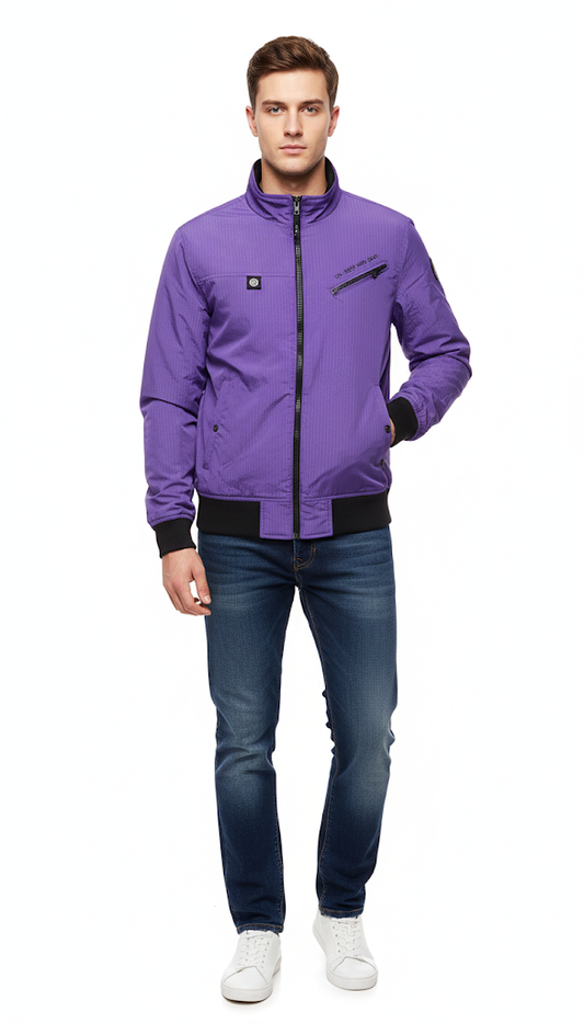 Purple Technical Graphic Bomber