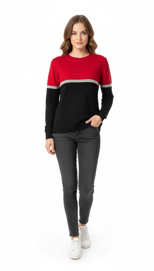 Athleisure Red & Black Panel Pullover