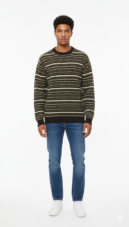 Intricate Fair Isle Crewneck Sweater