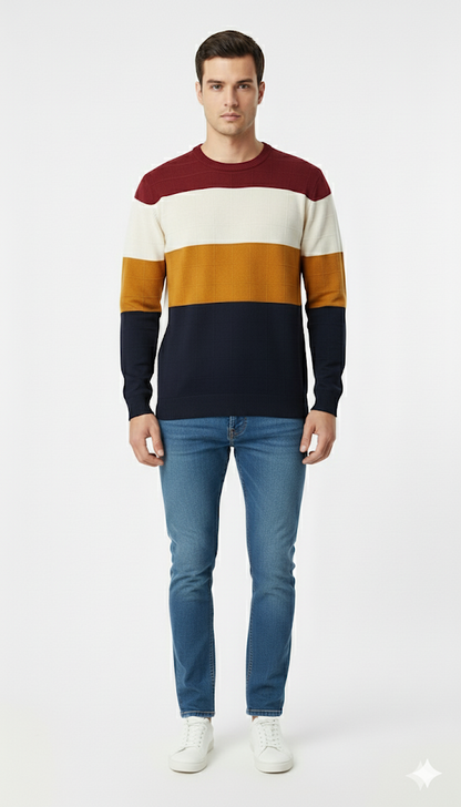 Two-Tone Fair Isle Crewneck Sweater