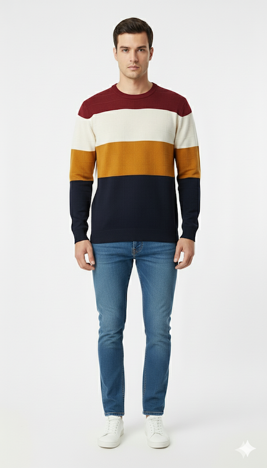Two-Tone Fair Isle Crewneck Sweater